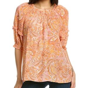 Nanette Lepore Orange Paisley Blouse